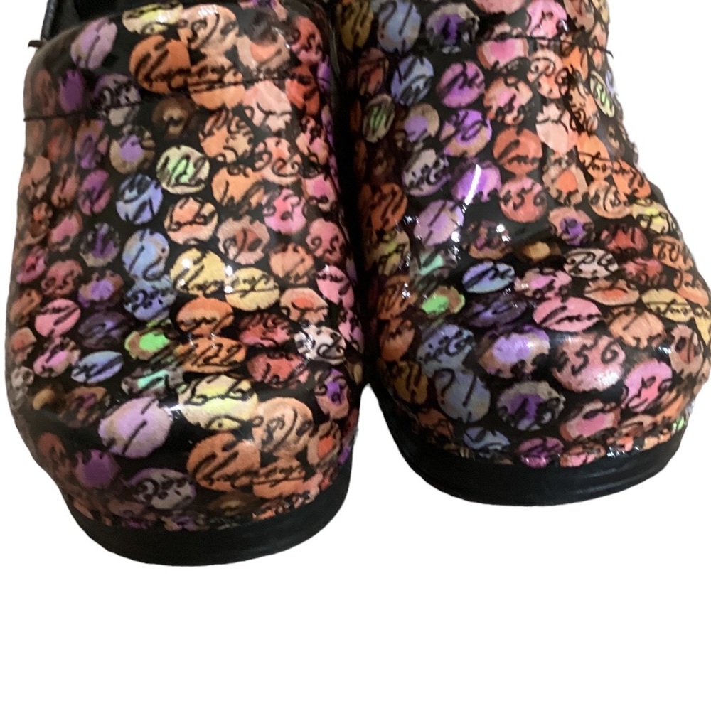 Dansko Viola Dot Cursive Multicolored Clogs 37-7 - image 4